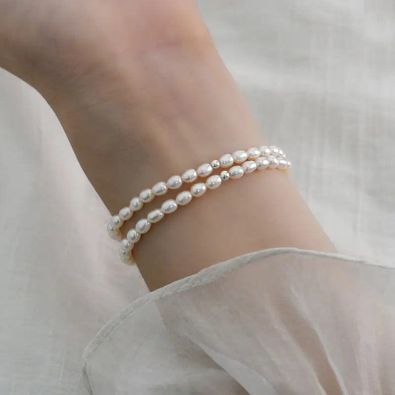 Suesswasserperlen Armband-Perlenarmband Silber Kugel-Perlenarmband-minimalistisch-Gluecksbringer-Geschenk Maedchen-Geschenk Idee Damen-Freundschaftsarmband-Shelago