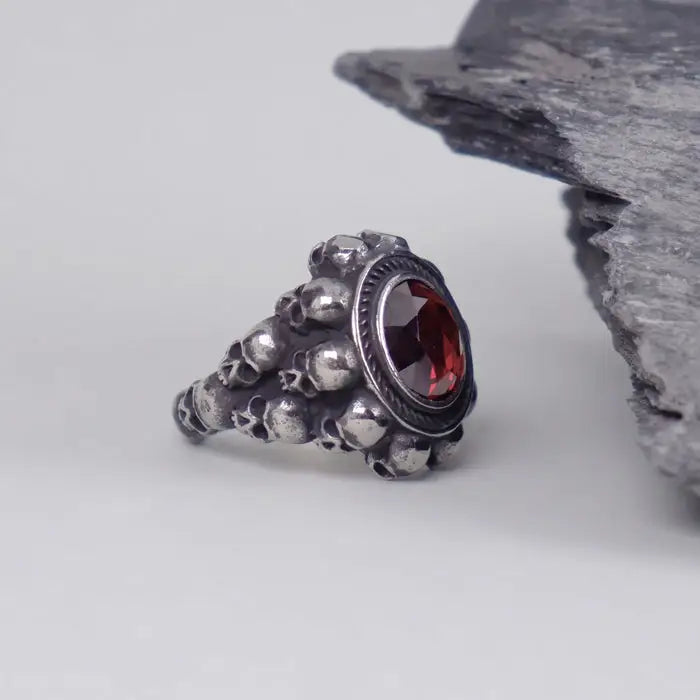 TotenkopfRingmitZirkon-SiegelringMaenner-GothicSchaedel-massiverEdelstahlRing-SkelettFingerring-Geschenke-TotenkopfringSilberFarbe-shelagoeuschmuck