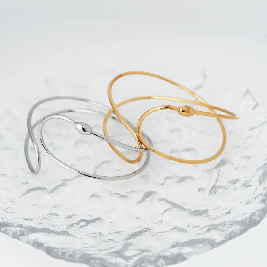 Twistline Armreif-filigraner Damen Armreif-verdrehte Draht Armspange-moderner Schmuck Damen-Abend Outfit-Edelstahl Armreif-Draht Armreif Damen-Shelago Schmuck