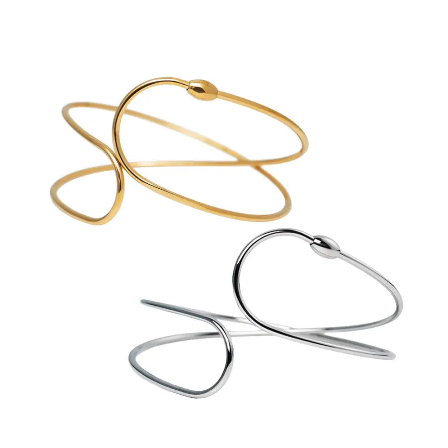 Twistline Armreif-filigraner Damen Armreif-verdrehte Draht Armspange-moderner Schmuck Damen-Abend Outfit-Edelstahl Armreif-Draht Armreif Damen-Shelago Schmuck