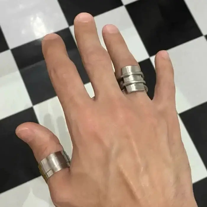 Viking Geometrie Draht Ring-Fingerschmuck als gehämmerter Retro Stil in Klassischem Edelstahl-shelago eu schmuck-silber schmuck-silber ring-viking