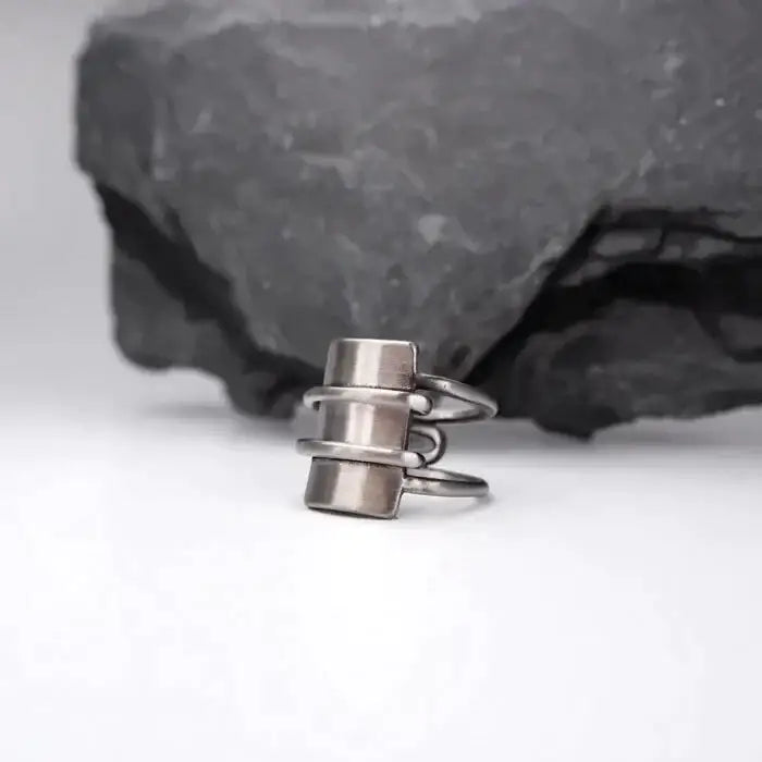 Viking Geometrie Draht Ring-Fingerschmuck als gehämmerter Retro Stil in Klassischem Edelstahl-shelago eu schmuck-silber schmuck-silber ring-viking