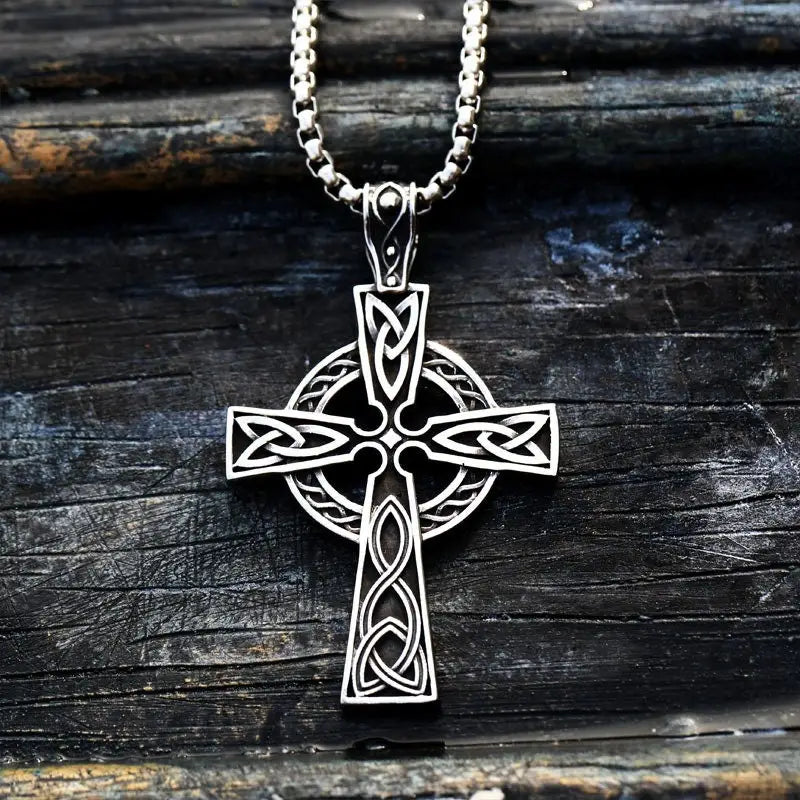 Viking Kreuz Kette-Keltischer Kreuz Anhänger-Halskette