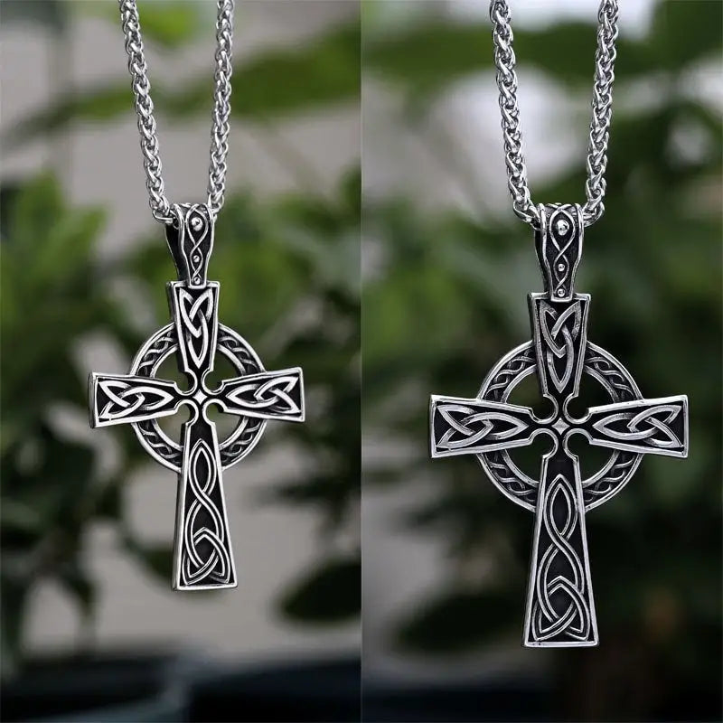 Viking Kreuz Kette-Keltischer Kreuz Anhänger-Halskette