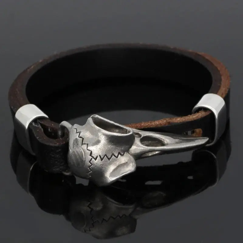 Viking Raben Armband-Wildleder Arm Band-Krähe aus Stahl-Odin