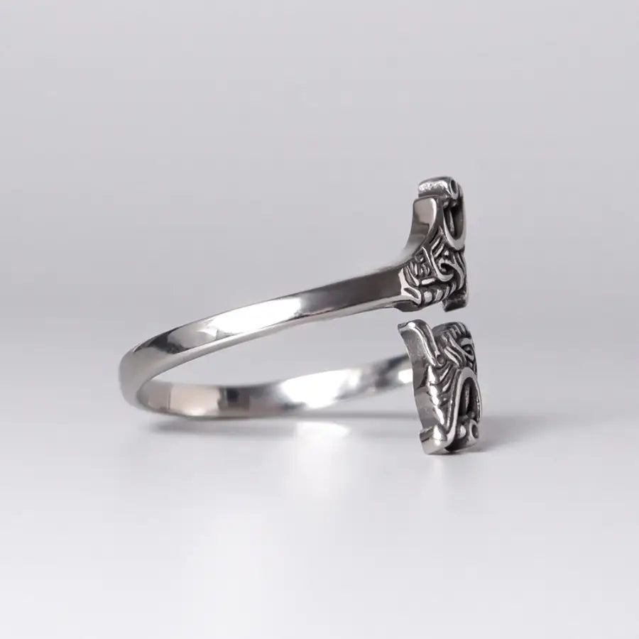 Männer Ringe Silber-Wolfskopfring Edelstahl-Ring Edelstahl Herren-Ring Viking-Wasserfester Schmuck-Ringgröße-Wikinger Schmuck Damen-Shelago Schmuck