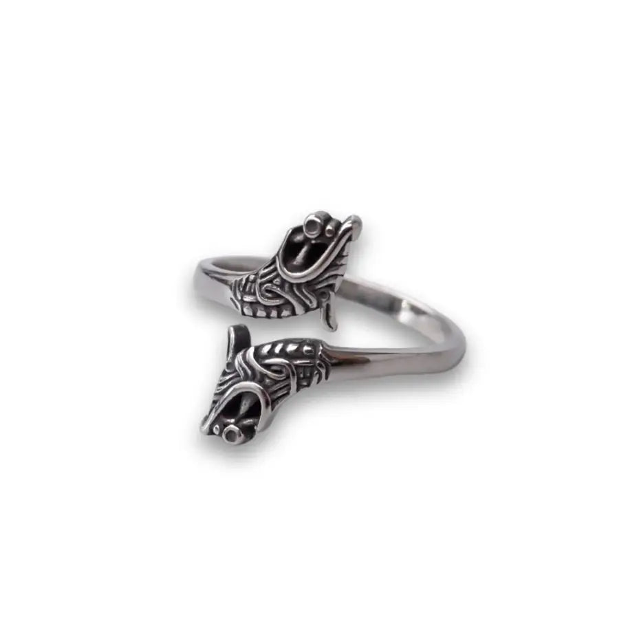 Männer Ringe Silber-Wolfskopfring Edelstahl-Ring Edelstahl Herren-Ring Viking-Wasserfester Schmuck-Ringgröße-Wikinger Schmuck Damen-Shelago Schmuck