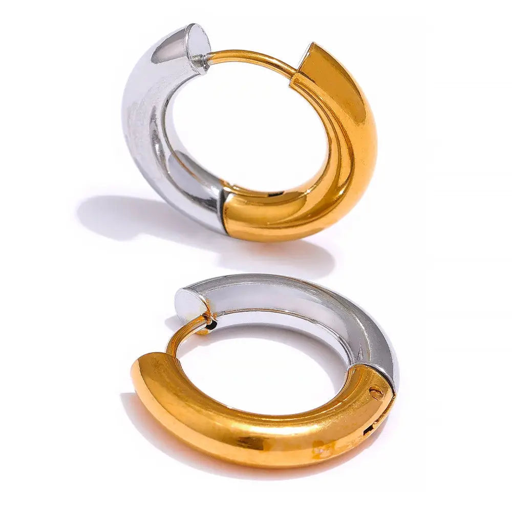 zweifarbige Creolen-Elvy-Chunky Hoops Bicolor-2 in 1